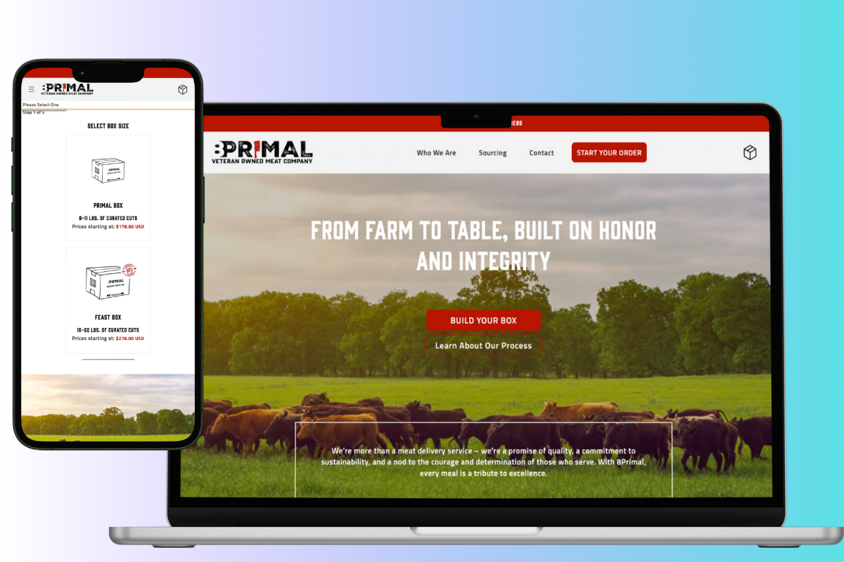 8Primal veteran-owned meat company custom Shopify storefront