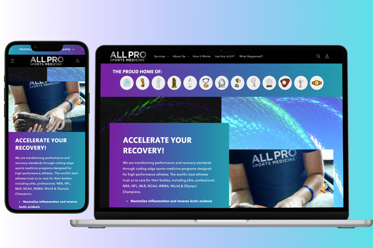 All Pro Sports Medicine custom Shopify storefront